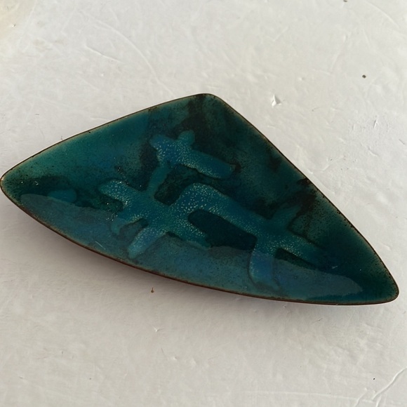 Vintage MCM Enamel Cooper Dish Signed - Picture 6 of 7